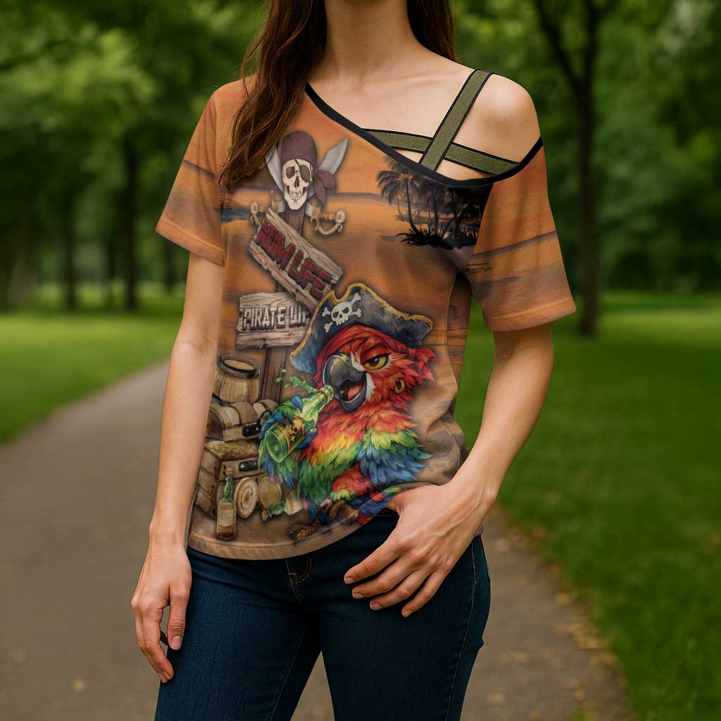 Personalized Drunken Pirate Parrot Cross Shoulder Shirt Tropical Vibe
