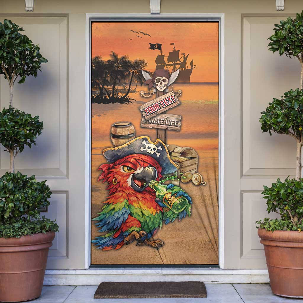 Personalized Drunken Pirate Parrot Door Cover Tropical Vibe