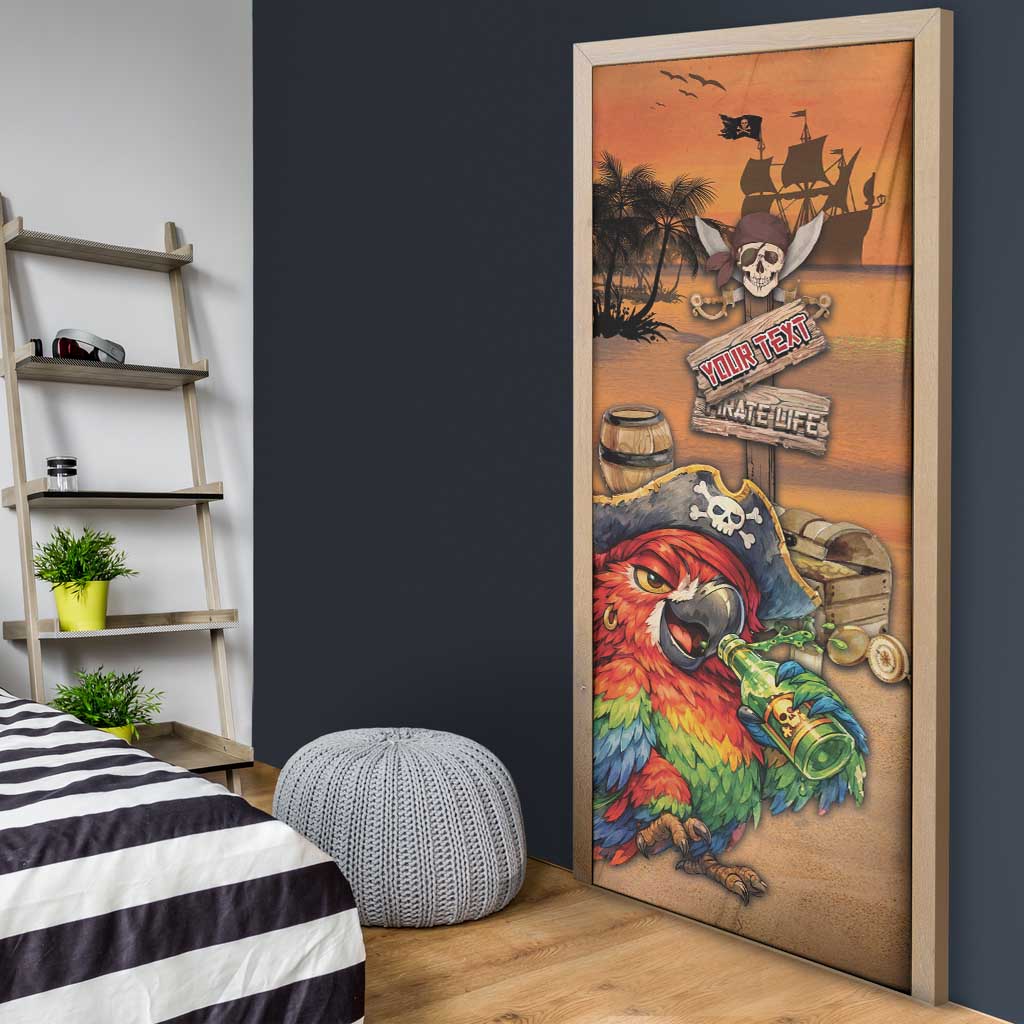 Personalized Drunken Pirate Parrot Door Cover Tropical Vibe