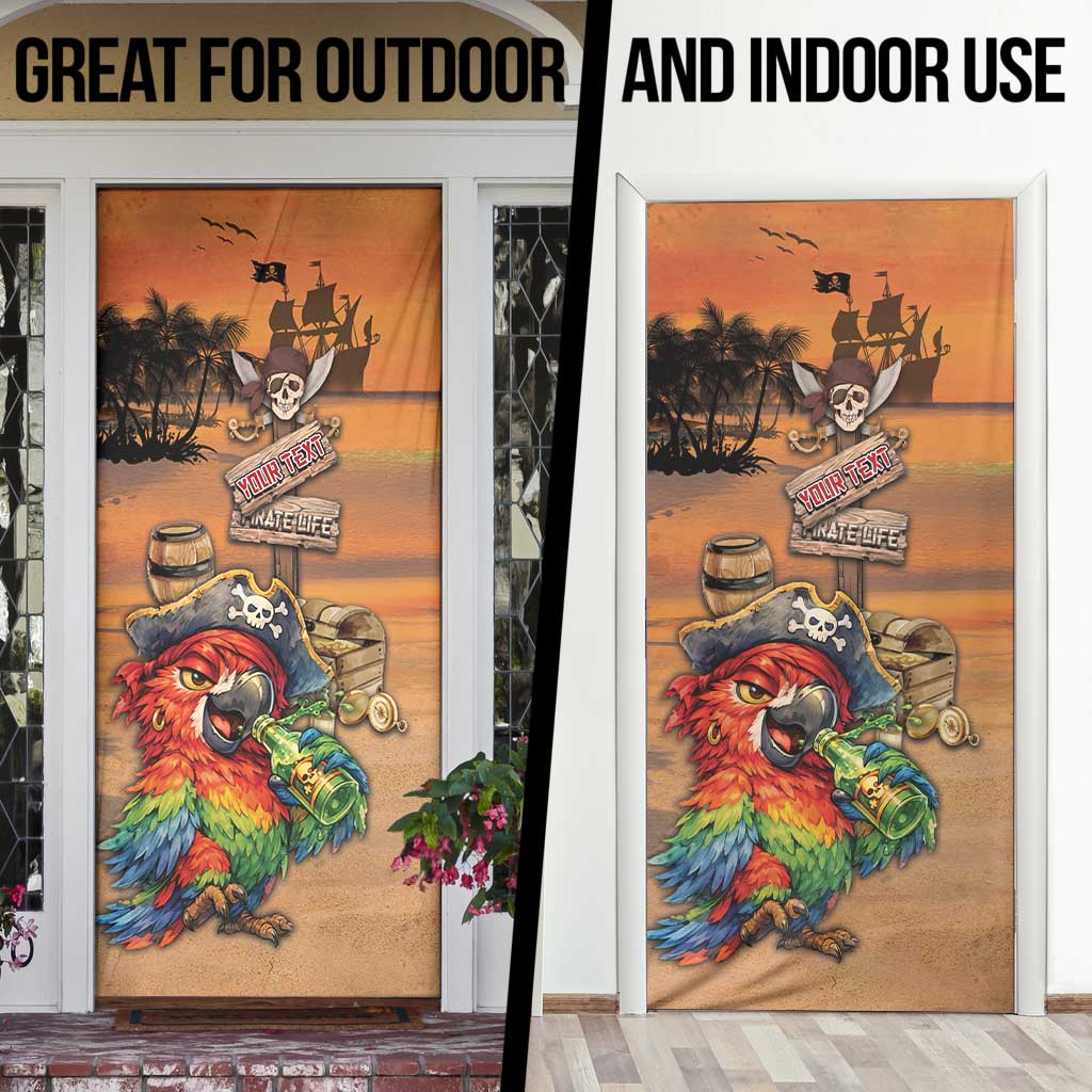 Personalized Drunken Pirate Parrot Door Cover Tropical Vibe