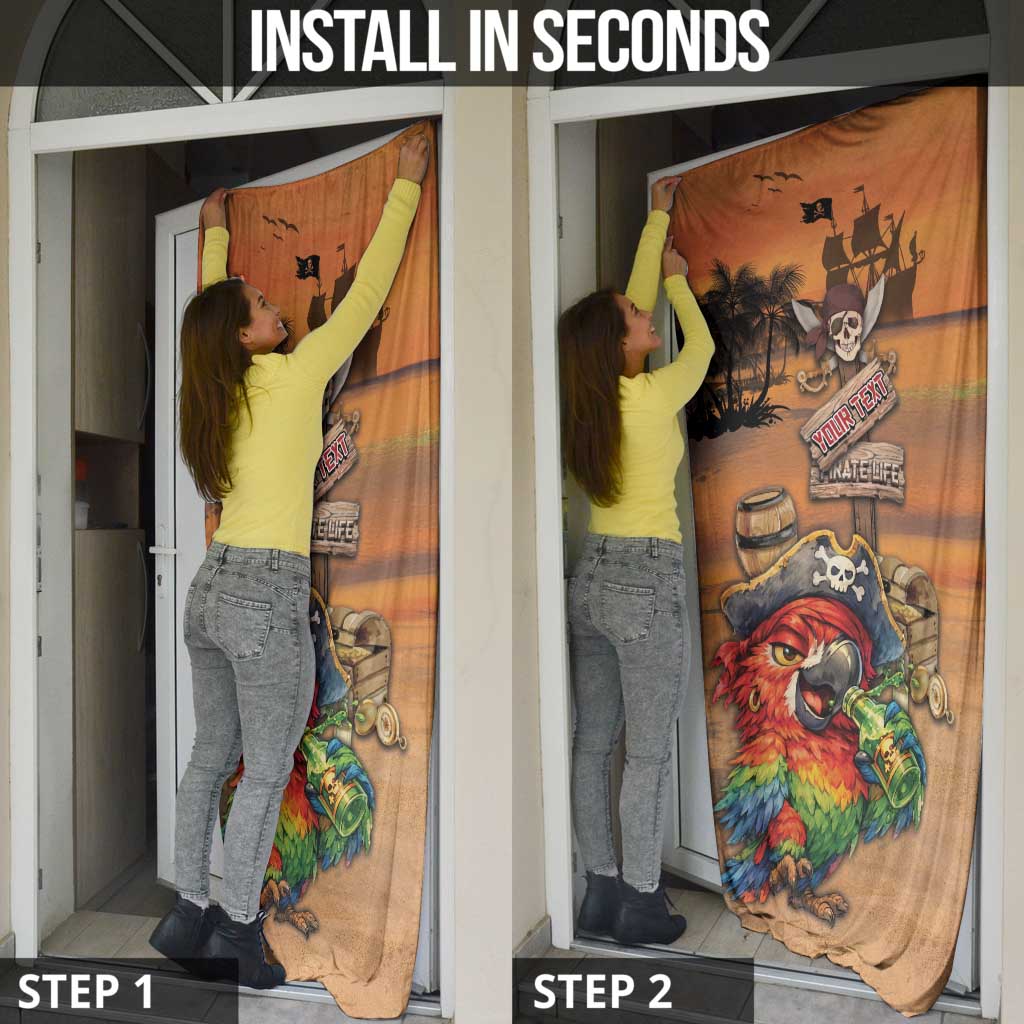 Personalized Drunken Pirate Parrot Door Cover Tropical Vibe