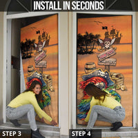 Personalized Drunken Pirate Parrot Door Cover Tropical Vibe