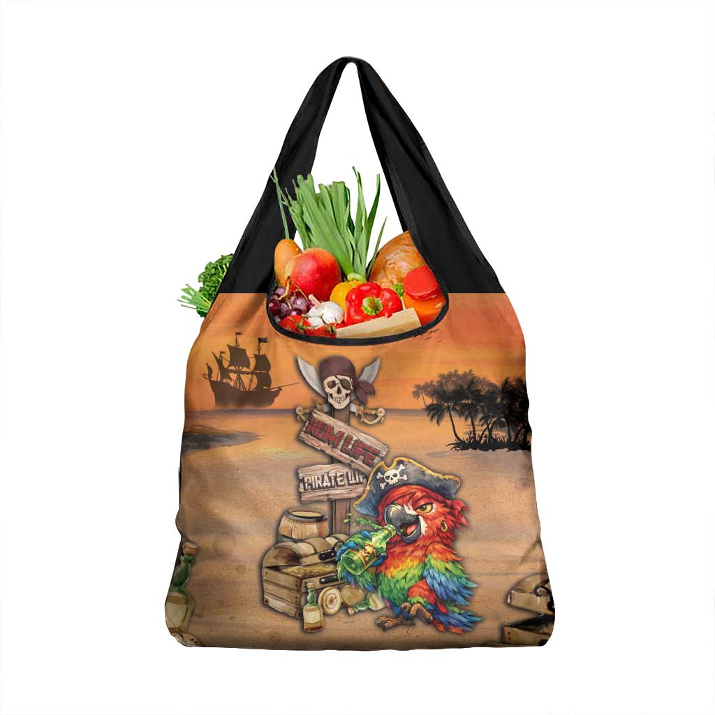 Drunken Pirate Parrot Grocery Bag Tropical Vibe