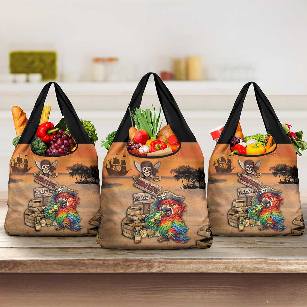 Drunken Pirate Parrot Grocery Bag Tropical Vibe