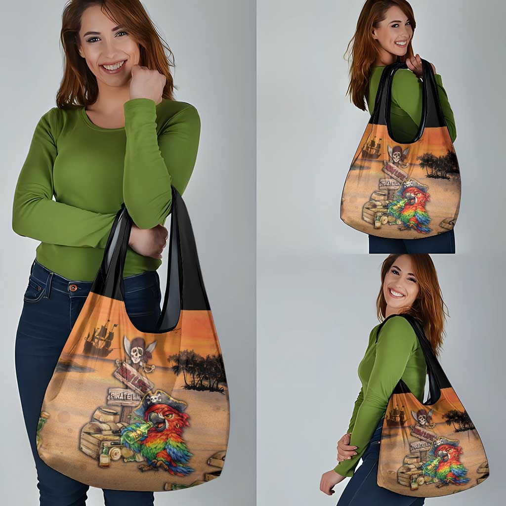 Drunken Pirate Parrot Grocery Bag Tropical Vibe