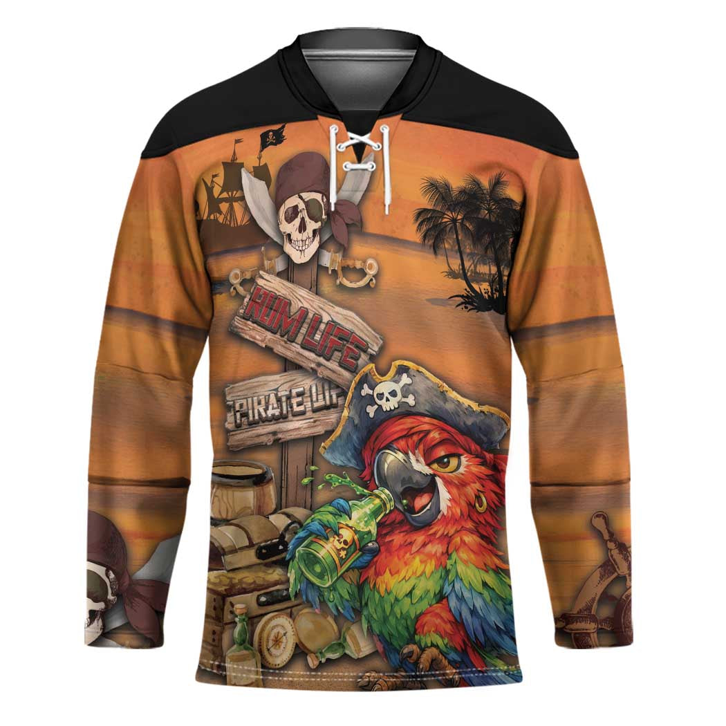 Personalized Drunken Pirate Parrot Hockey Jersey Tropical Vibe