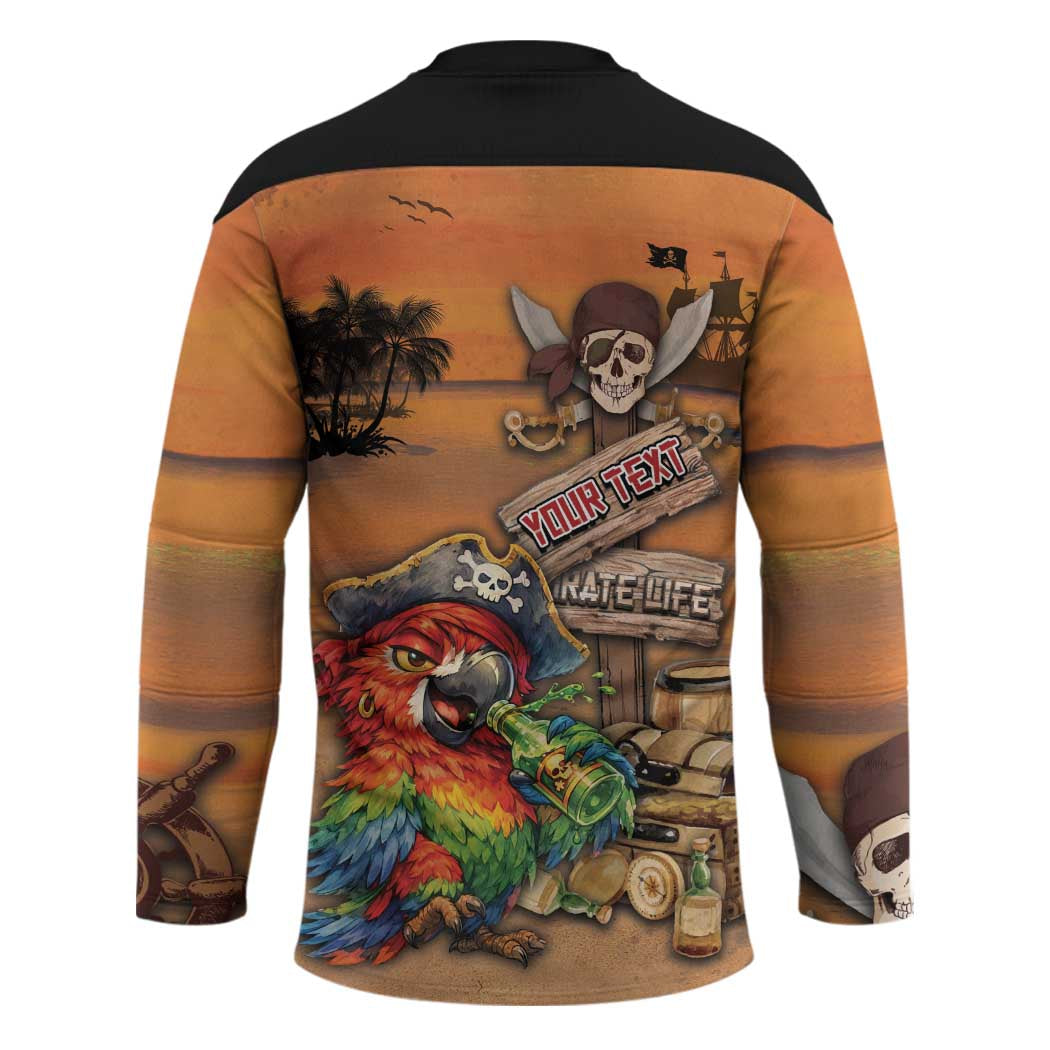 Personalized Drunken Pirate Parrot Hockey Jersey Tropical Vibe