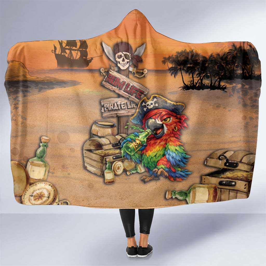 Drunken Pirate Parrot Hooded Blanket Tropical Vibe