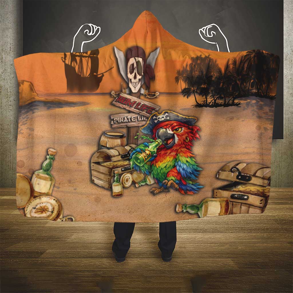 Drunken Pirate Parrot Hooded Blanket Tropical Vibe