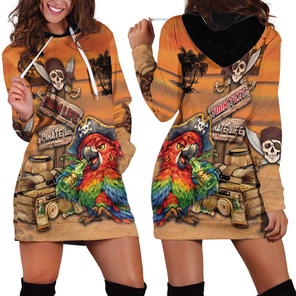 Personalized Drunken Pirate Parrot Hoodie Dress Tropical Vibe