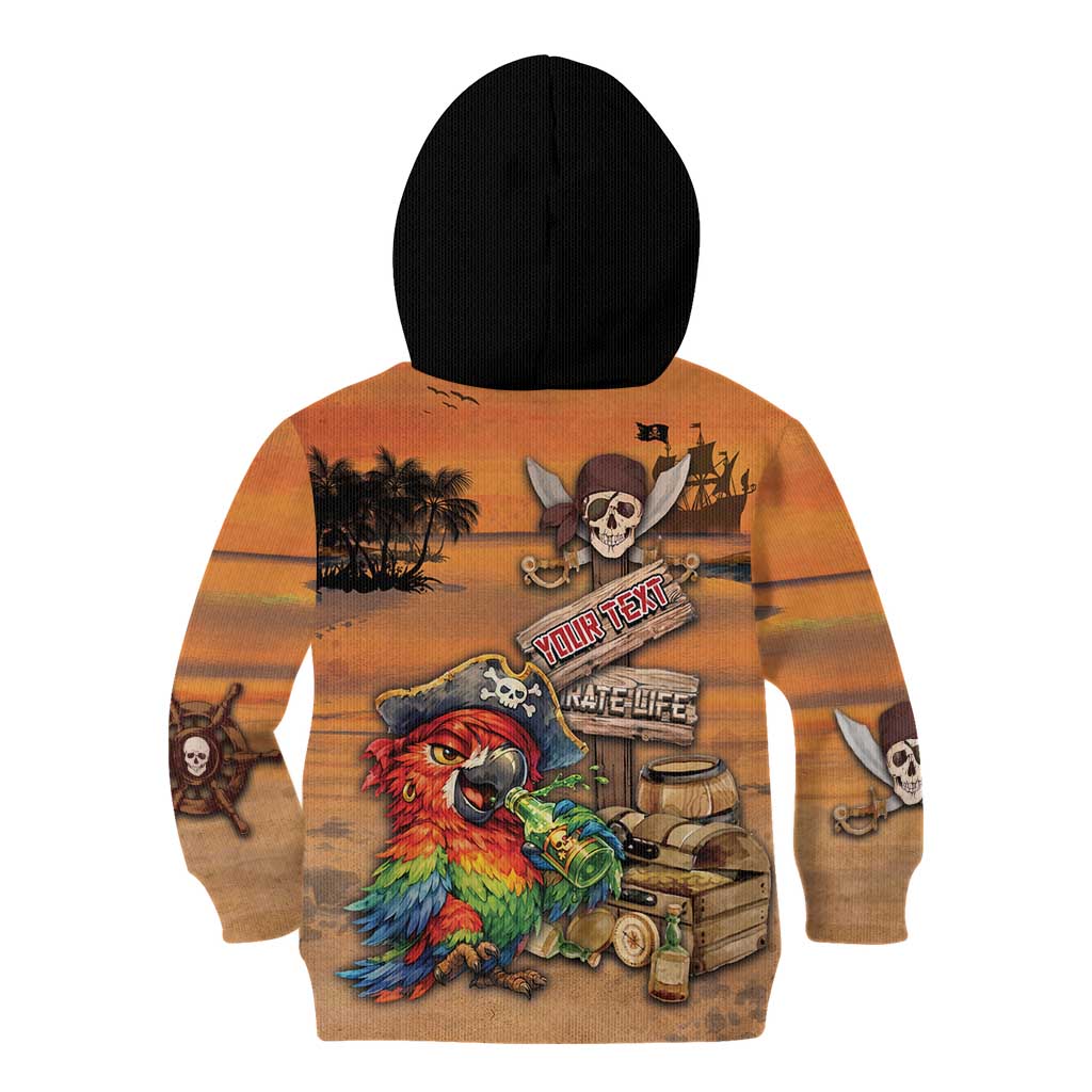 Personalized Drunken Pirate Parrot Kid Hoodie Tropical Vibe