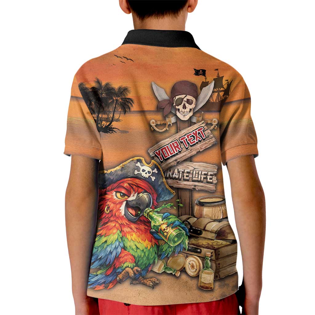 Personalized Drunken Pirate Parrot Kid Polo Shirt Tropical Vibe