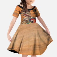 Personalized Drunken Pirate Parrot Kid Short Sleeve Dress Tropical Vibe