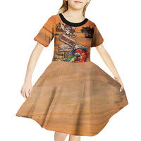 Personalized Drunken Pirate Parrot Kid Short Sleeve Dress Tropical Vibe