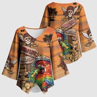 Personalized Drunken Pirate Parrot Kimono Sleeve Blouse Tropical Vibe