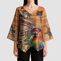 Personalized Drunken Pirate Parrot Kimono Sleeve Blouse Tropical Vibe