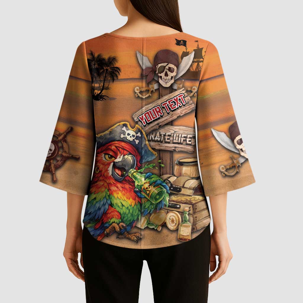 Personalized Drunken Pirate Parrot Kimono Sleeve Blouse Tropical Vibe