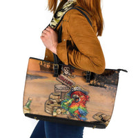 Drunken Pirate Parrot Leather Tote Bag Tropical Vibe