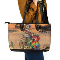 Drunken Pirate Parrot Leather Tote Bag Tropical Vibe