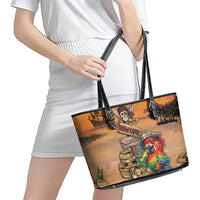 Drunken Pirate Parrot Leather Tote Bag Tropical Vibe
