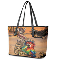 Drunken Pirate Parrot Leather Tote Bag Tropical Vibe