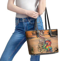 Drunken Pirate Parrot Leather Tote Bag Tropical Vibe
