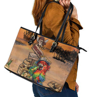 Drunken Pirate Parrot Leather Tote Bag Tropical Vibe