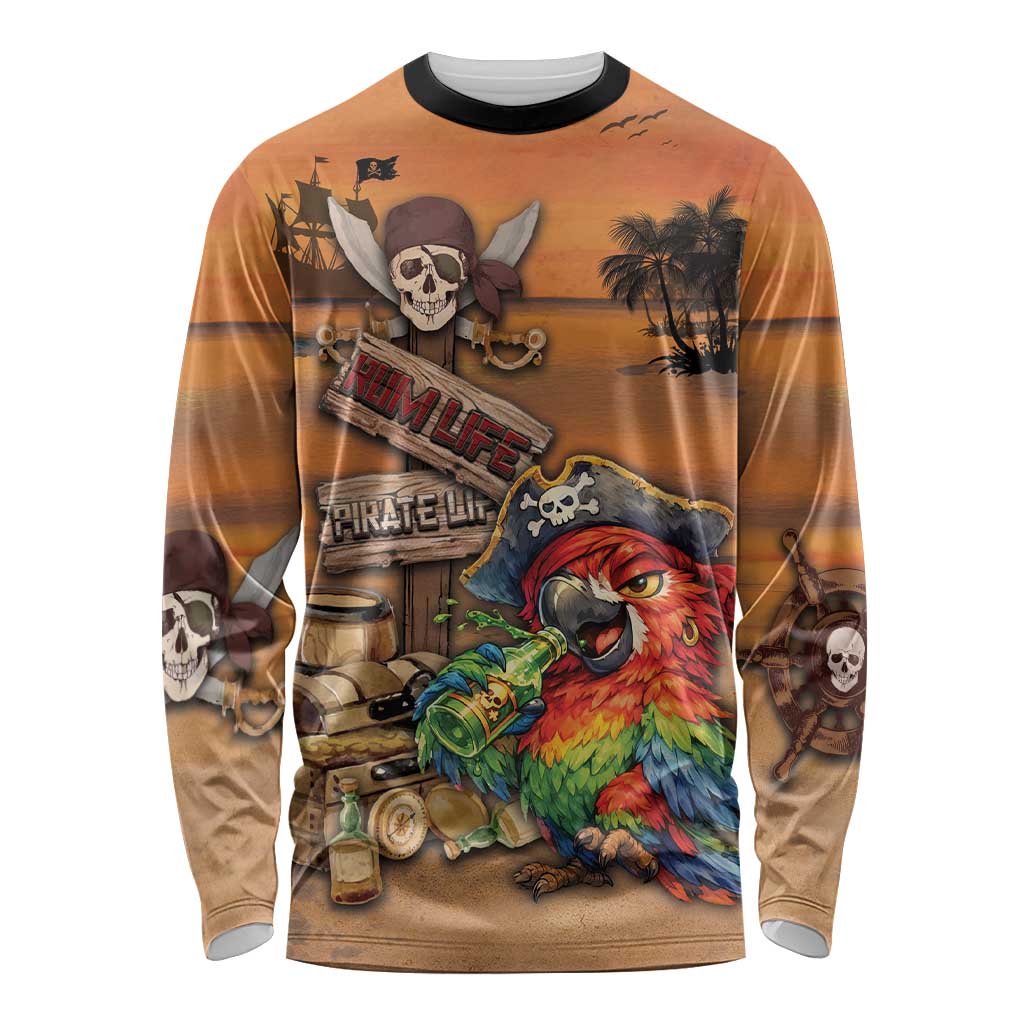 Personalized Drunken Pirate Parrot Long Sleeve Shirt Tropical Vibe