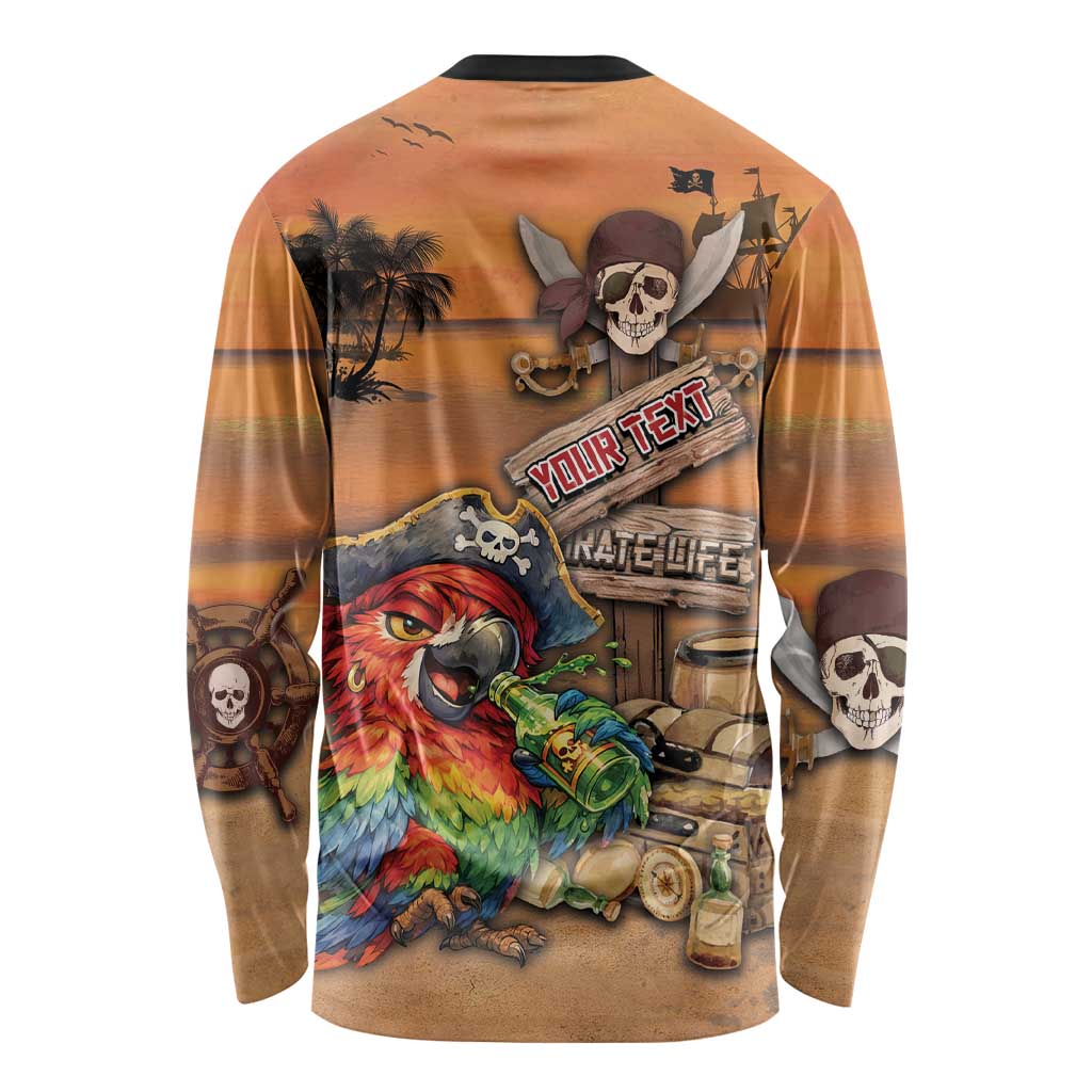 Personalized Drunken Pirate Parrot Long Sleeve Shirt Tropical Vibe