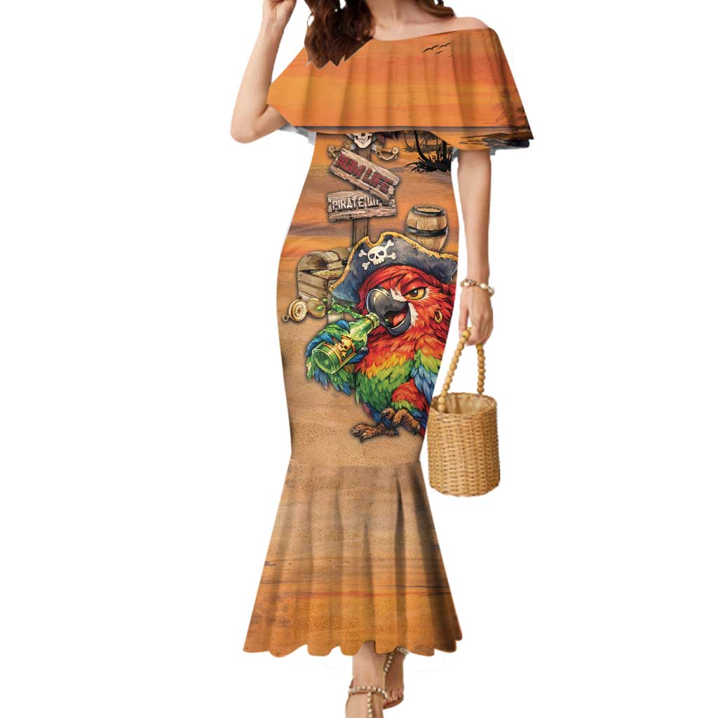 Personalized Drunken Pirate Parrot Mermaid Dress Tropical Vibe
