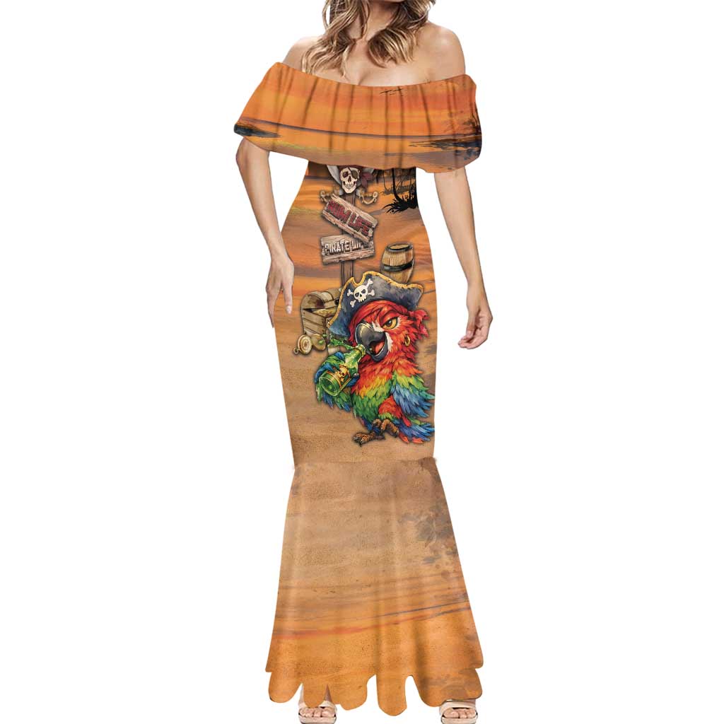 Personalized Drunken Pirate Parrot Mermaid Dress Tropical Vibe