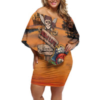 Personalized Drunken Pirate Parrot Off Shoulder Short Dress Tropical Vibe