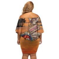 Personalized Drunken Pirate Parrot Off Shoulder Short Dress Tropical Vibe