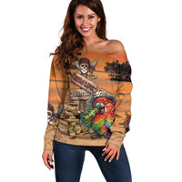 Personalized Drunken Pirate Parrot Off Shoulder Sweater Tropical Vibe
