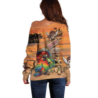 Personalized Drunken Pirate Parrot Off Shoulder Sweater Tropical Vibe