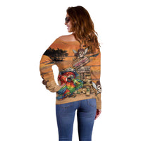 Personalized Drunken Pirate Parrot Off Shoulder Sweater Tropical Vibe