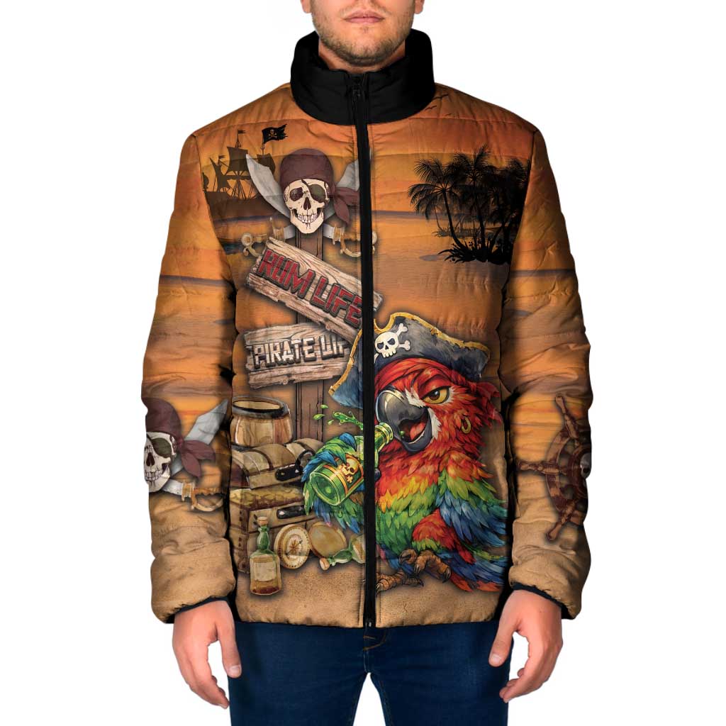 Personalized Drunken Pirate Parrot Padded Jacket Tropical Vibe