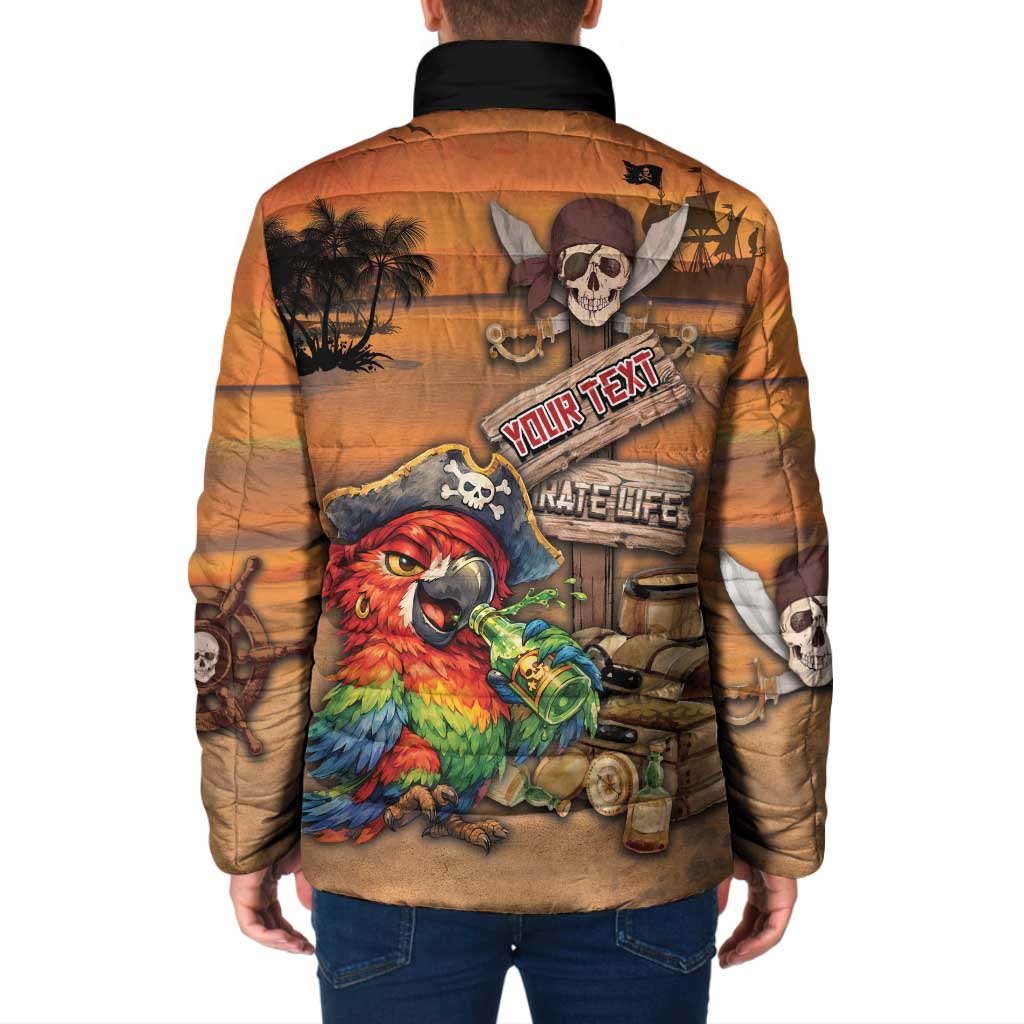 Personalized Drunken Pirate Parrot Padded Jacket Tropical Vibe