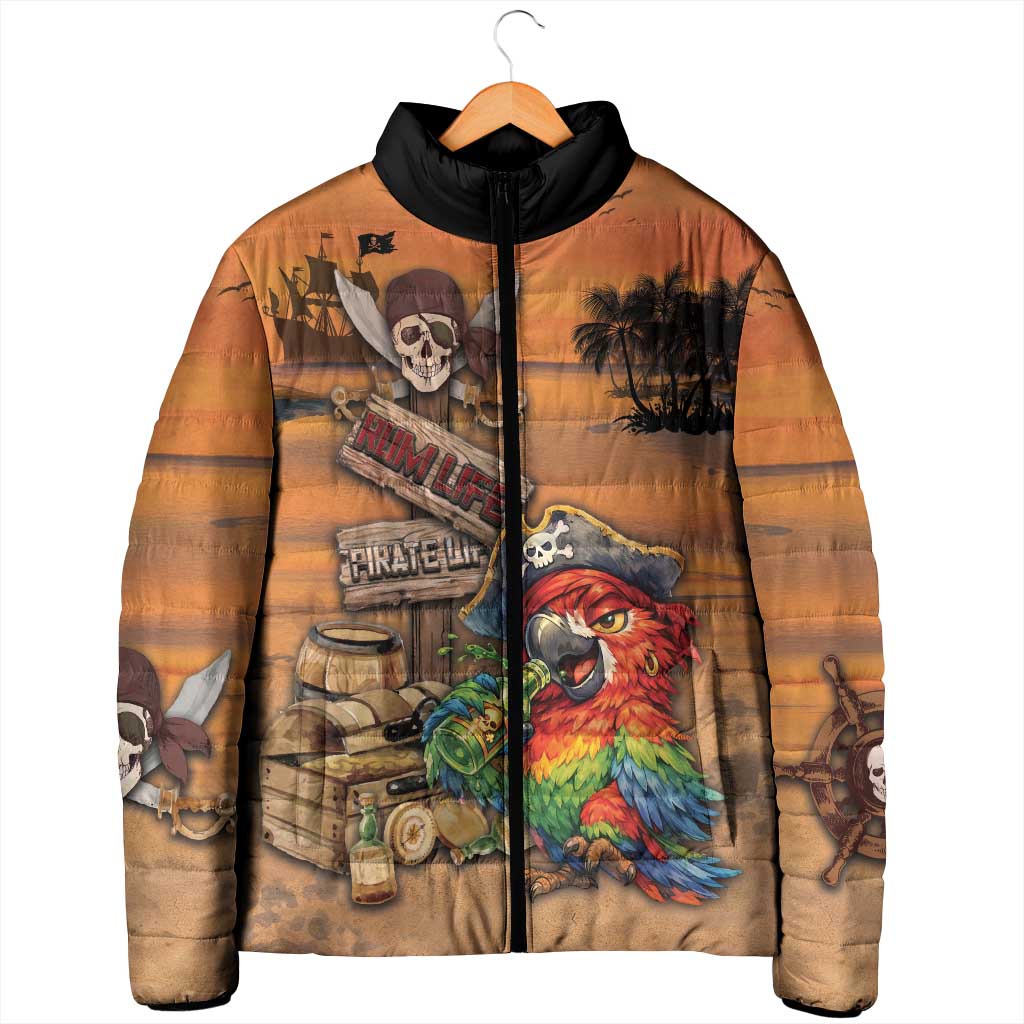 Personalized Drunken Pirate Parrot Padded Jacket Tropical Vibe