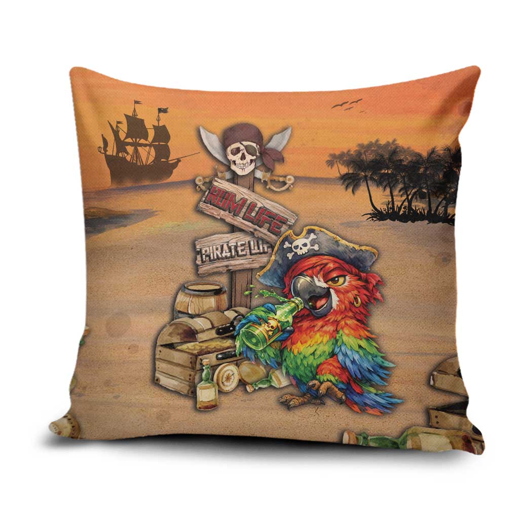 Drunken Pirate Parrot Pillow Cover Tropical Vibe