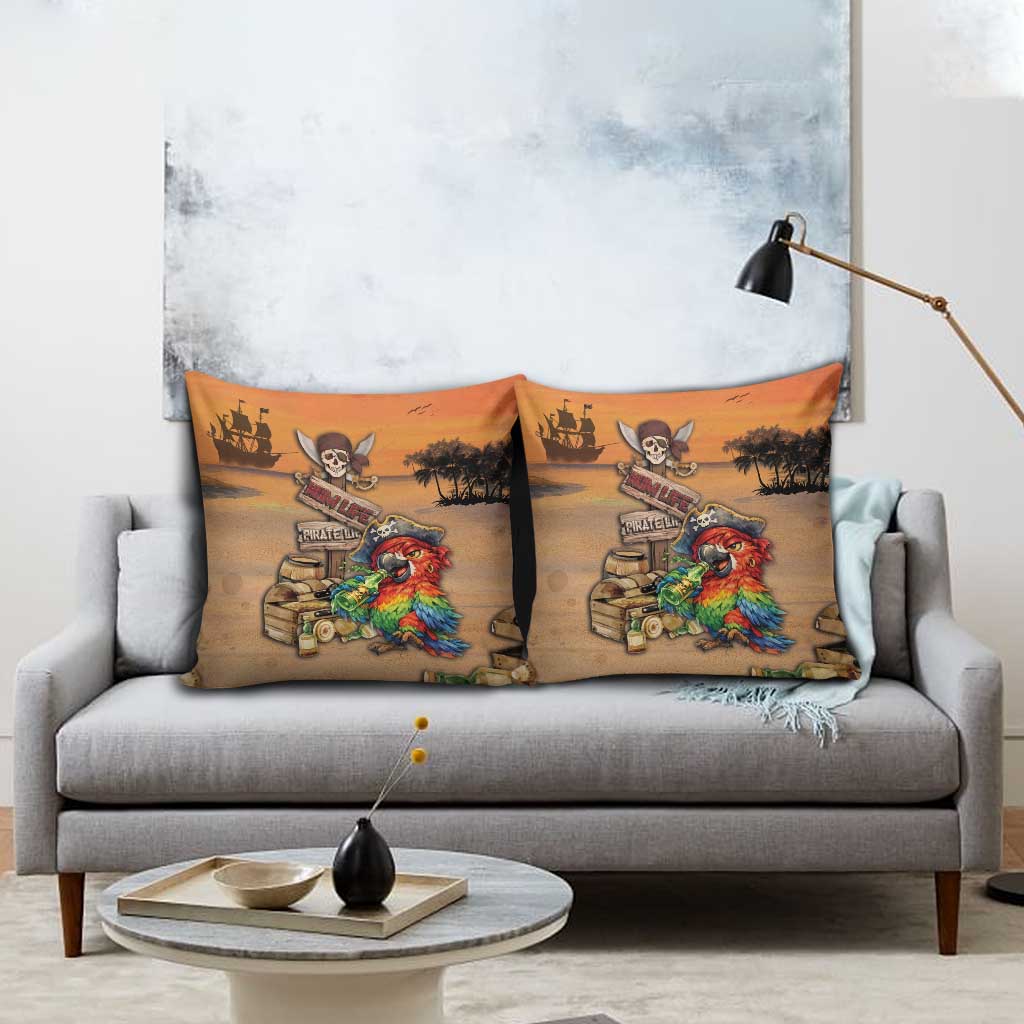 Drunken Pirate Parrot Pillow Cover Tropical Vibe