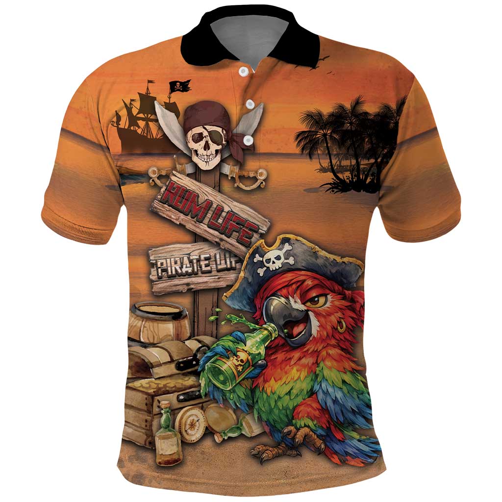 Personalized Drunken Pirate Parrot Polo Shirt Tropical Vibe