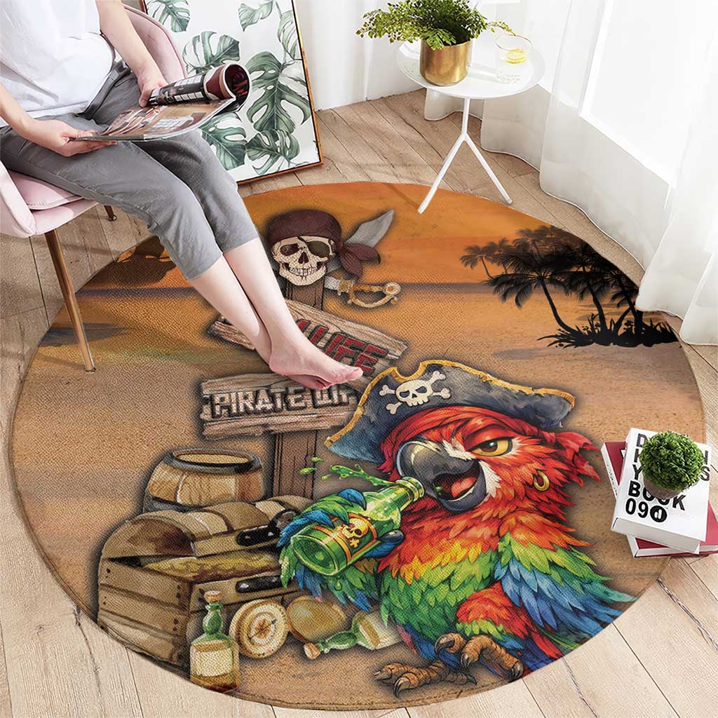 Drunken Pirate Parrot Round Carpet Tropical Vibe