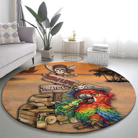 Drunken Pirate Parrot Round Carpet Tropical Vibe