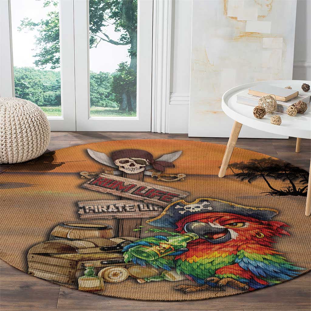Drunken Pirate Parrot Round Carpet Tropical Vibe