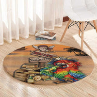Drunken Pirate Parrot Round Carpet Tropical Vibe
