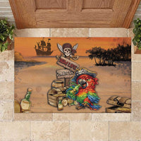 Drunken Pirate Parrot Rubber Doormat Tropical Vibe