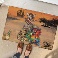 Drunken Pirate Parrot Rubber Doormat Tropical Vibe