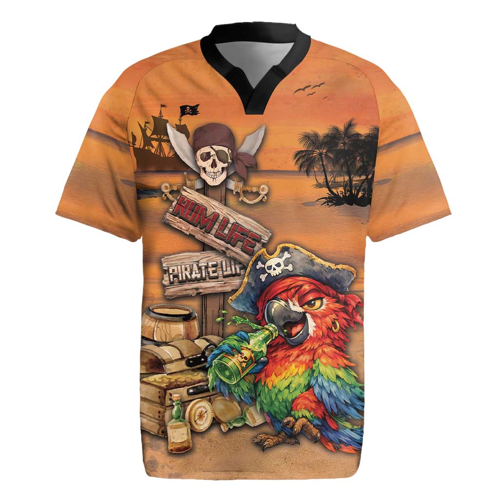 Personalized Drunken Pirate Parrot Rugby Jersey Tropical Vibe