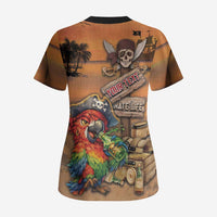 Personalized Drunken Pirate Parrot Scrub Top Tropical Vibe